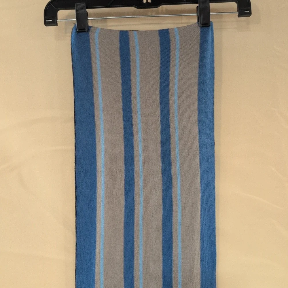 Gap Reversible Knit Scarf Blue Grey Black Striped 348238 Cotton Blend Mens Women